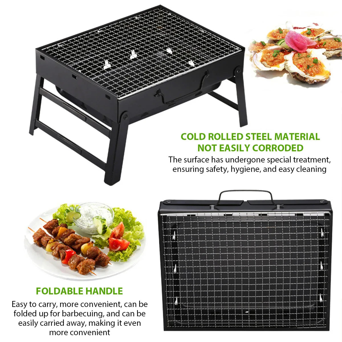 Portable Charcoal BBQ Grill – Compact Stainless Steel Grill for Camping, Picnics, Beach & Outdoor Cooking
