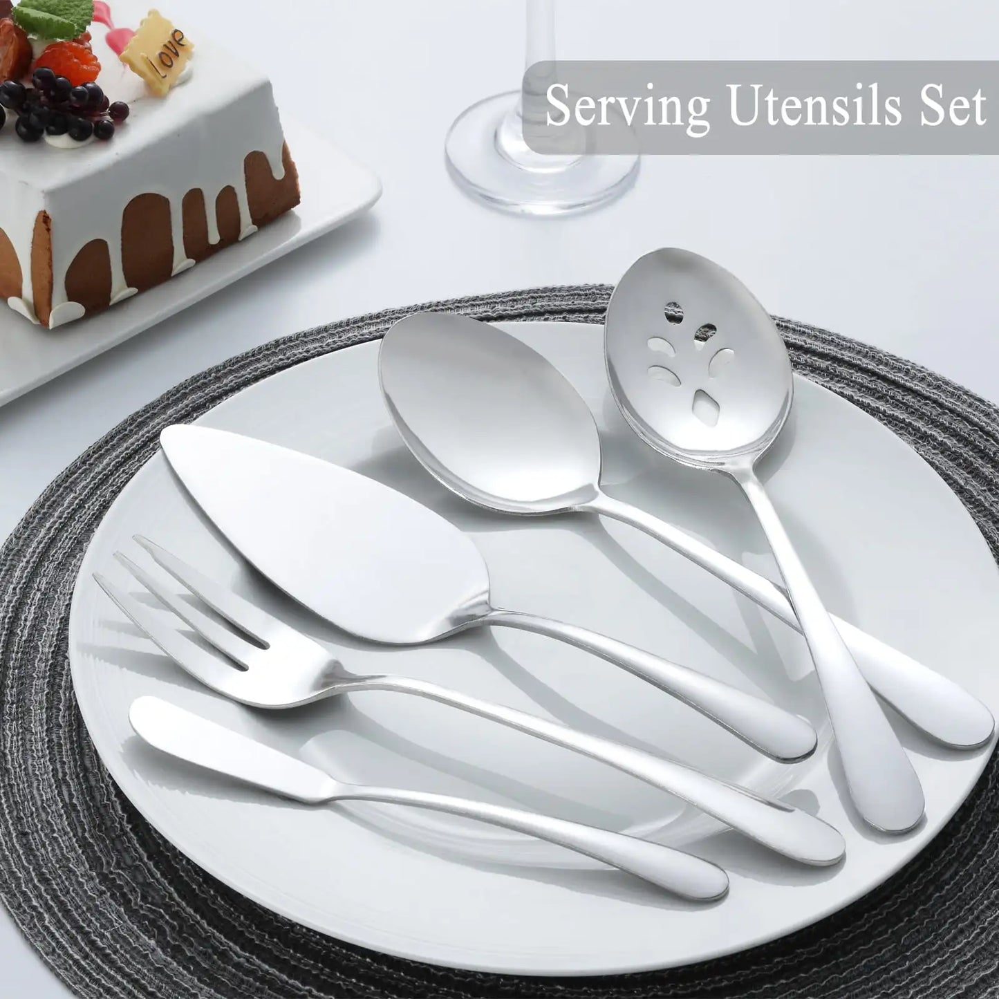 65-Piece Stainless Steel Flatware Set with Serving Utensils – Service for 12, Dishwasher Safe