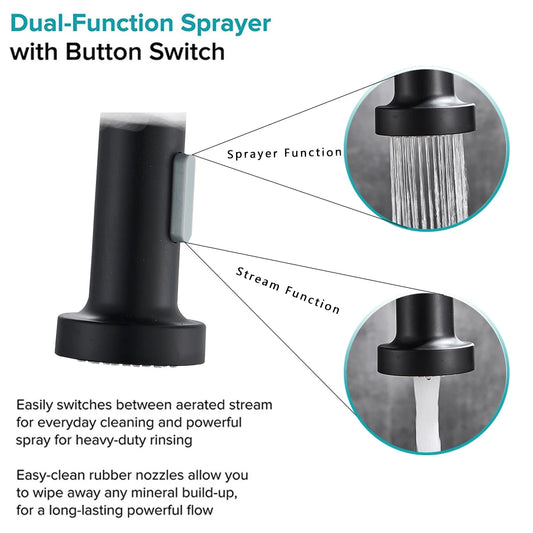 Black Flexible Pull-Down Kitchen Faucet – 360° Swivel Mixer Tap with Hot & Cold Water, Spring Design & Stream Sprayer Nozzle
